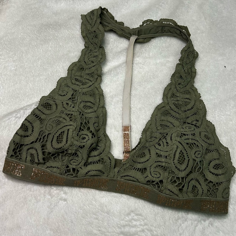 Pink by Victoria's Secret green lace bralette